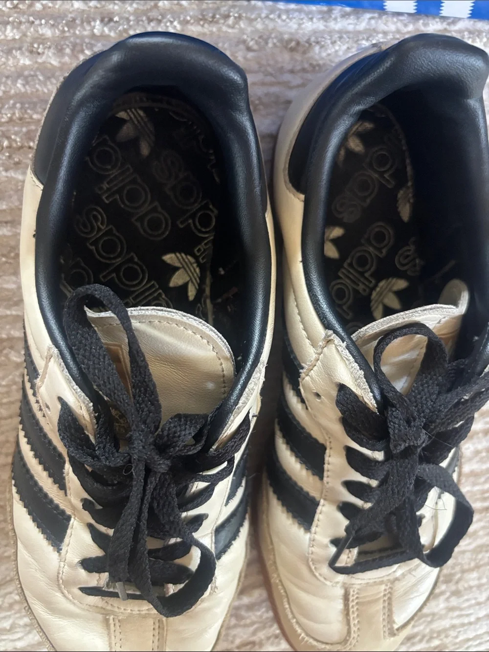 Adidas|  Samba Black and cream w golden logo  Insole Sneakers black shoe laces.